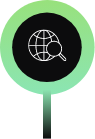 globe and magnifying glass icon